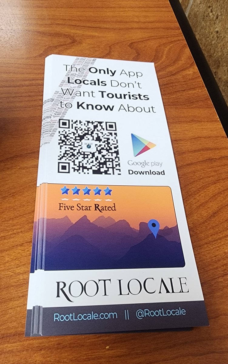 RootLocale's tweet image. Today, thousands of our rack cards will be placed in lobbies, hotels, rest areas, train stations and many other travel spots.

Five of them have a special QR code that leads to a password protected webpage where you win a special prize. The password is 💥 "Bingo35"

Get Scanning!