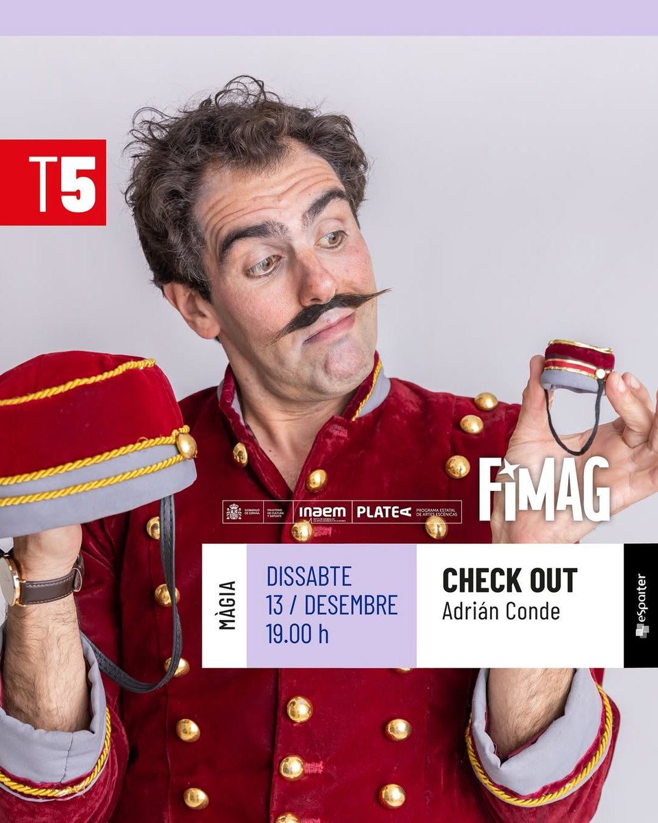 fimagmagia's tweet image. ❗ Encara sense les entrades pel FIMAG'25 de TARDOR??

Aquest dissabte 13 de desembre Adrián Conde arriba a l’ @EspaiTer amb "Chek-Out", 
🎟️ Des de 10 €
🔗 espaiter.cat/ca/programacio…
✨ Cinema mut, clown i màgia visual per a tota la família!