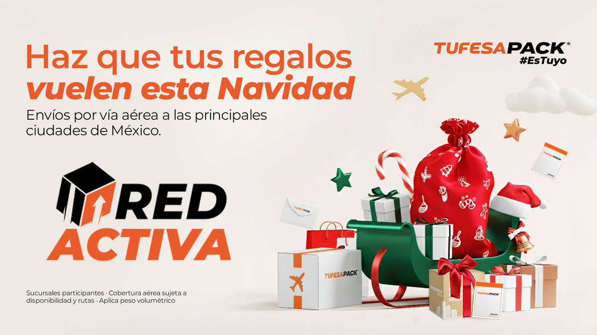 🎁✈️ Que tus regalos lleguen antes que Santa.
Con TUFESAPACK Red Activa, tus envíos viajan por aire y llegan más rápido a:
🛫 CDMX
🛫 Monterrey
🛫 Guadalajara
🛫 Cancún… ¡y muchas más!
🎄 Envía hoy y adelanta la magia.
#TUFESAPACK #RedActiva #NavidadTUFESAPACK