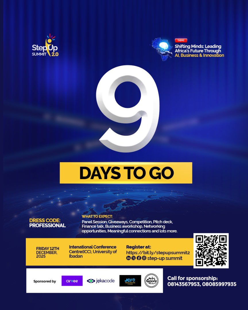 stepupsummit's tweet photo. Only 9 days left! 🔥⏳
Step Up Summit is loading, and the momentum is building fast. This is the countdown to clarity, growth, impact, and opportunities that push you forward. 
Get your mindset ready, your notes ready, and your energy all the way up — something big is coming. 🌟 https://t.co/Ttu8hDaP05