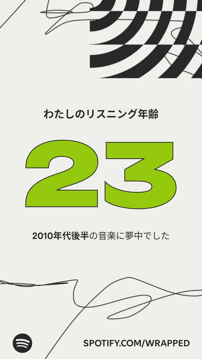 crazy_as's tweet image. #Spotifyまとめ による、わたしのリスニング年齢はこちら！  らしいよ。 spotify.com/wrapped-share/…