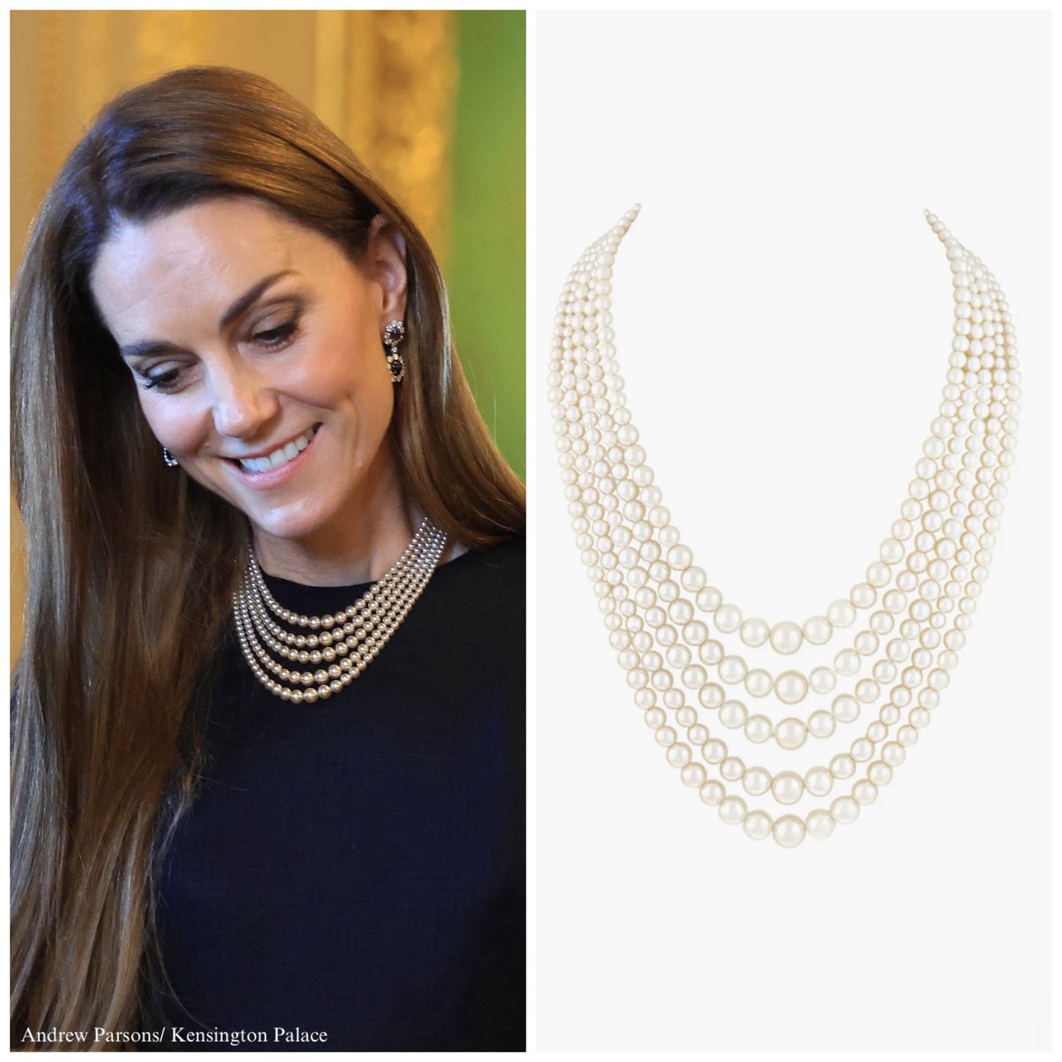 The Princess of Wales is wearing her Susan Caplan pearl necklace again, a timeless touch of elegance: go.shopmy.us/p-34132242