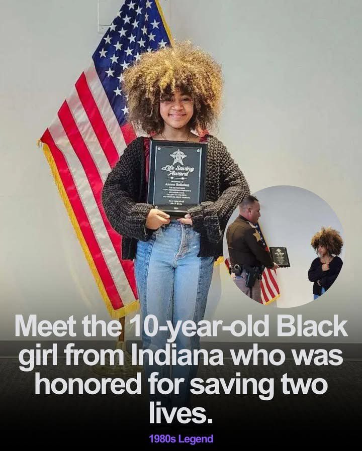 10-year-old Aneres Bellefont from Indiana was honored with a Life Saving Award after her quick thinking saved two unconscious adults she found near a car. She calmly called 911, provided their exact location, and stayed on the line until help arrived.