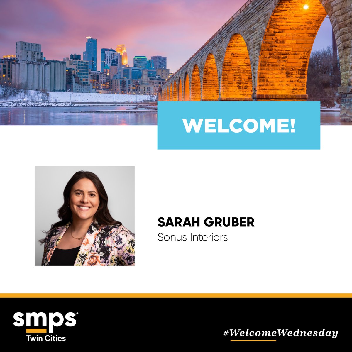 Welcome to our newest member, Sarah Gruber, with Sonus Interiors 👋 We're thankful you're all part of our chapter! Learn how to become a member today ➡️ Link in bio. #Welcome #SMPSTC #TwinCities #NewMember #Marketing