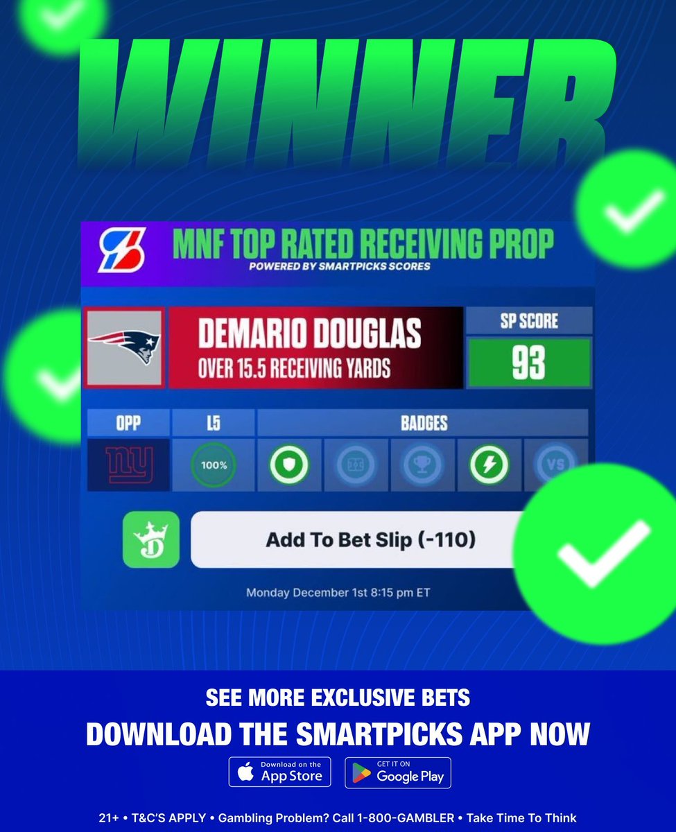 flashpicks's tweet image. TODAY&apos;S TOP PROP IS LIVE IN APP!

We&apos;ve cashed three straight bets using SmartPicks Scores... ready for another? 🔥

✅ Dylan Harper over 10.5 Points
✅ Luka Doncic over 32.5 Points
✅ DeMario Douglas over 15.5 Rec Yards

❤️ Drop a like if you want a look!

Get Early Access in…