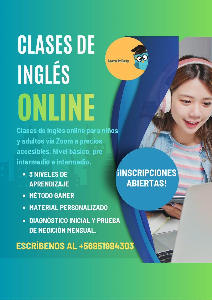 soy_huicana's tweet image. Mis emprendimientos:
Aprende inglés con nosotros de manera fácil y didáctica 
#LearnItEasy  #clasesonline #clasespersonalizadas
Aprende sobre vino en nuestras clases de enología online, también ofrecemos asesorías enológicas para pequeños viñateros y banqueterías.
#catandoando