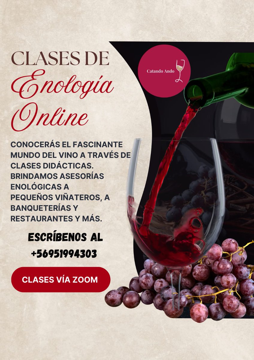 soy_huicana's tweet image. Mis emprendimientos:
Aprende inglés con nosotros de manera fácil y didáctica 
#LearnItEasy  #clasesonline #clasespersonalizadas
Aprende sobre vino en nuestras clases de enología online, también ofrecemos asesorías enológicas para pequeños viñateros y banqueterías.
#catandoando