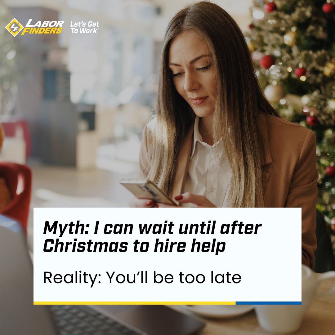 LaborFinders's tweet image. Don’t wait until peak season to scramble for staff. 💼 Partner with Labor Finders to lock in qualified, reliable seasonal workers, before the rush hits.

Tis the Season for Staffing: ow.ly/kNoP50XrlB9

#StaffingSolutions #LaborFinders #HolidayHiring #MythVsReality