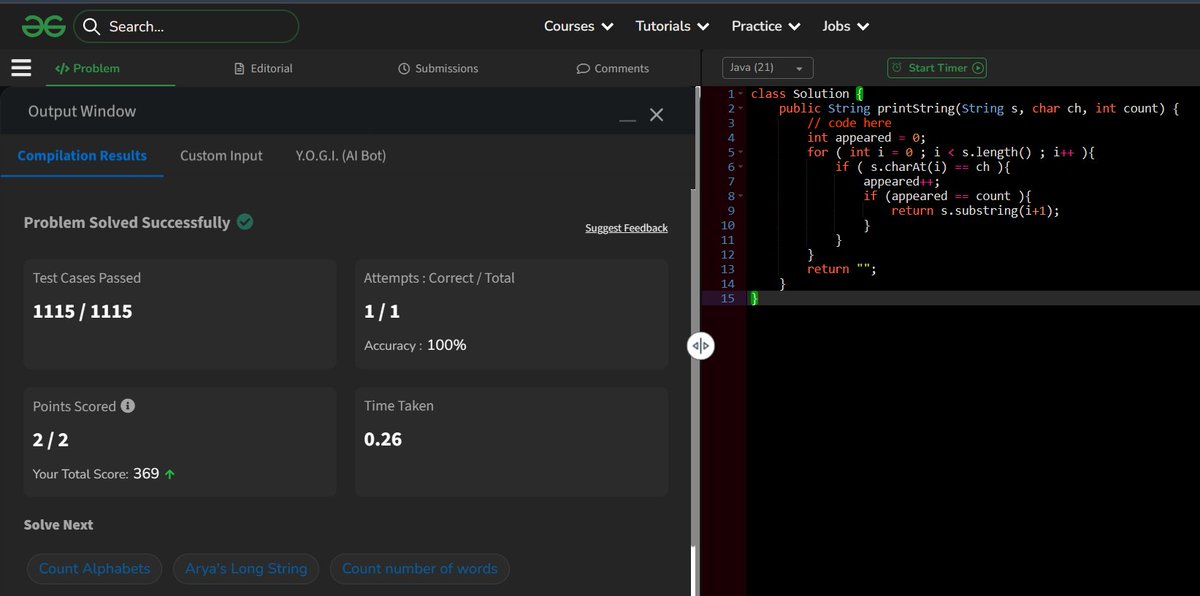 abhinavpuri_x's tweet image. Today I:
• Continued my daily DSA practice
• Solved 2 problems on GFG and LeetCode in under 5 minutes =)
• Studied basic electronics for tomorrow’s end-sem exam
From
“I hope I can solve this…”  
to  
“I know I can solve this.”
#Java #ProblemSolving #DSA #100DaysOfCode
