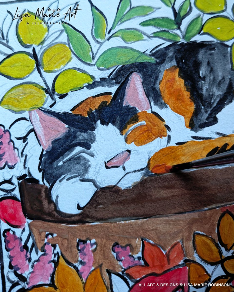 Quick update! Another WIP for Whitby Galleries. A sleepy calico in an autumn planter 🍂🐱

On track to get this order done and on its way to Whitby early next week. Mini Christmas cards are on the way too, just waiting on calendars now! 📅🎄
#catart #WIP #autumnvibes #lastminute