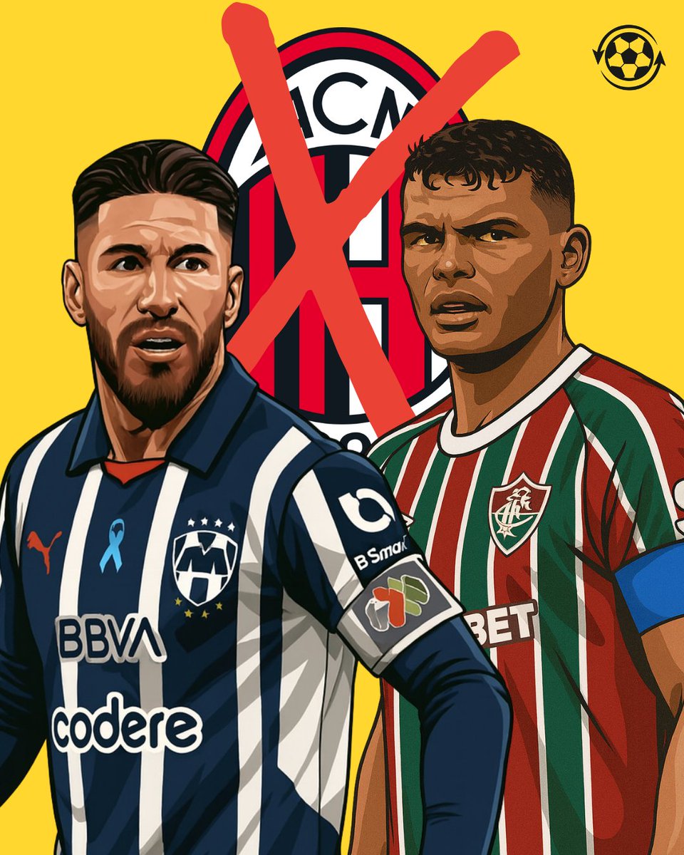 DeadlineDayLive's tweet photo. 🚨 Intermediaries have offered Sergio Ramos to AC Milan as he prepares to leave Monterrey — but the Rossoneri aren’t keen on signing the 39-year-old defender. ❌

Rumours of a short-term reunion with Thiago Silva at Fluminense have also been dismissed. 🇧🇷

(Source: Tuttosport) https://t.co/l1aWqP8m04