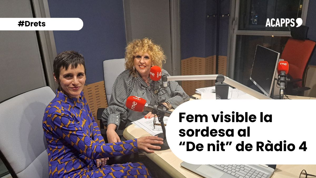 #3D #DiaInternacionalDisCAPACITAT 
🎙️L'Ariadna, amb sordesa i representant d'ACAPPS, parla amb la Sílvia Tarragona sobre què implica la discapacitat auditiva i la importància de l'accessibilitat comunicativa al #DeNit <a href="/radio4_rne/">radio4_rne</a> 
Aviat, la transcripció
rtve.es/play/audios/de…