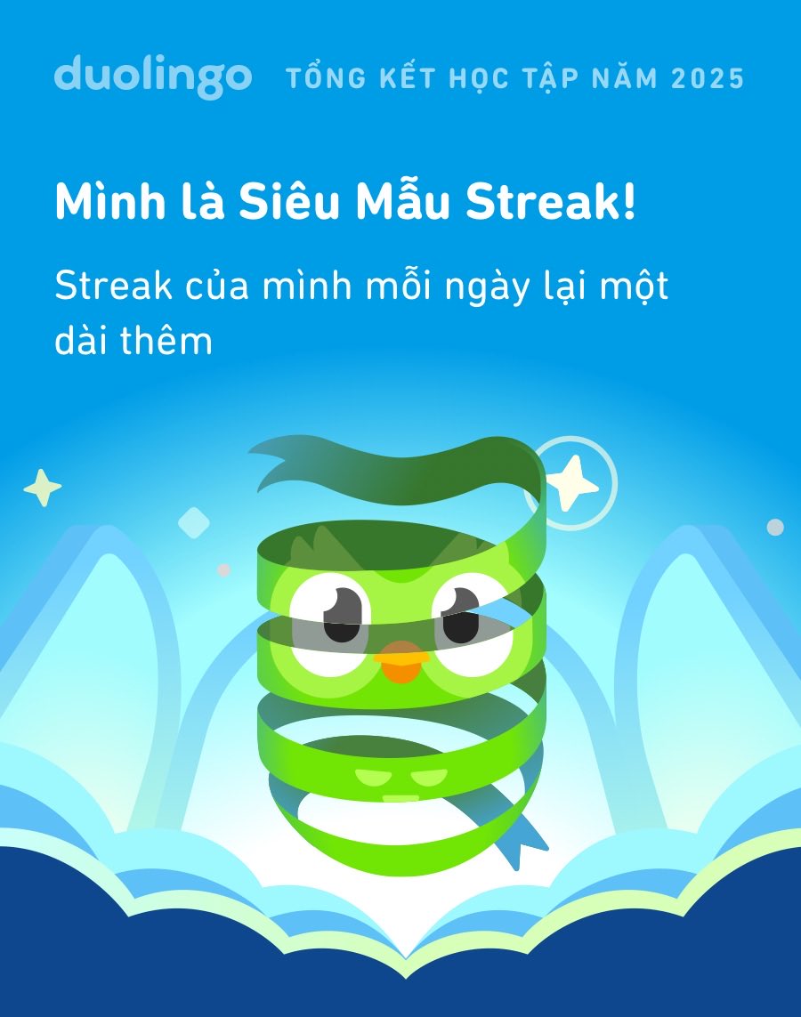 ChieuAnh06's tweet photo. Xem mình đã học được những gì trên Duolingo trong n��m 2025 này! Bạn thì sao? #Duolingo365 https://t.co/MLzv9Q6Nq5