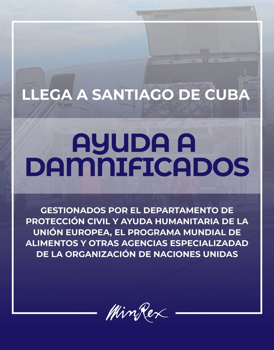 🛬 ¡Llegó a Santiago de Cuba ayuda humanitaria crucial!

📦Un nuevo donativo gestionado por la Unión Europea 🇪🇺 y agencias de la ONU 🇺🇳 (como el Programa Mundial de Alimentos) arribó al Aeropuerto Antonio Maceo.

 #JuntosXCuba #CubaNoEstáSola