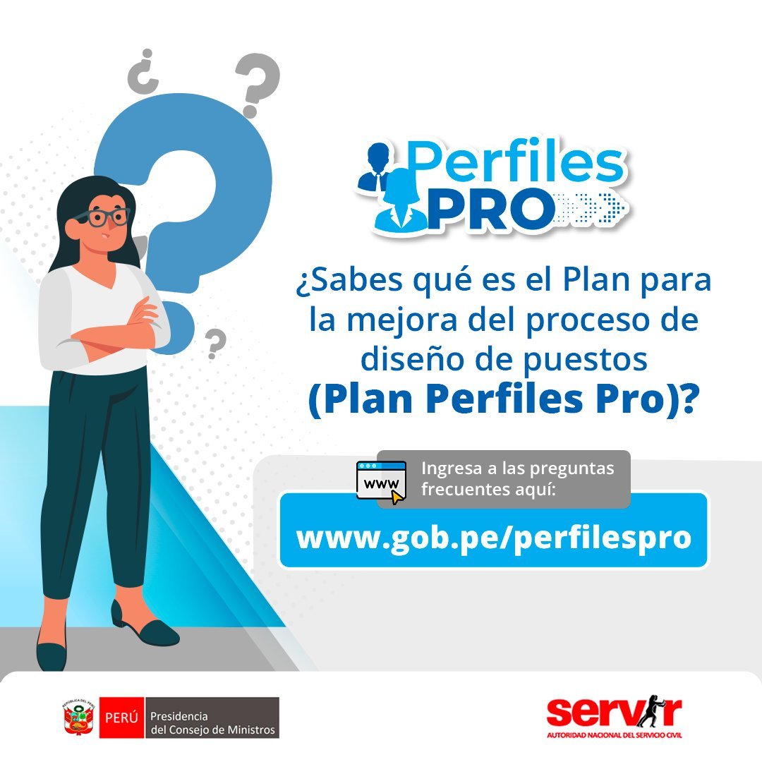 SERVIR_PERU's tweet image. ¡Conoce las preguntas frecuentes de la estrategia #PerfilesPRO!
El plan de mejora del proceso de #DiseñodePuestos en el Sistema Administrativo de Gestión de Recursos Humanos (SAGRH).🚀

💻Visita: gob.pe/perfilespro

#AsistenciaTécnicaSERVIR #SAGRH #RRHH