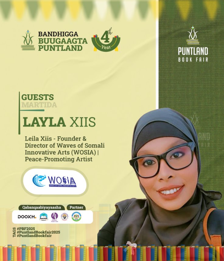 Meet our Guests Participating at the Puntland Book Fair

📅 7–9 December 2025 
📍 Martisoor Hotel, Garowe

Join us in celebrating talented writers who will share their stories, ideas, and creativity.

#PBF2025

#PuntlandBookfair2025

#PuntlandBookfair