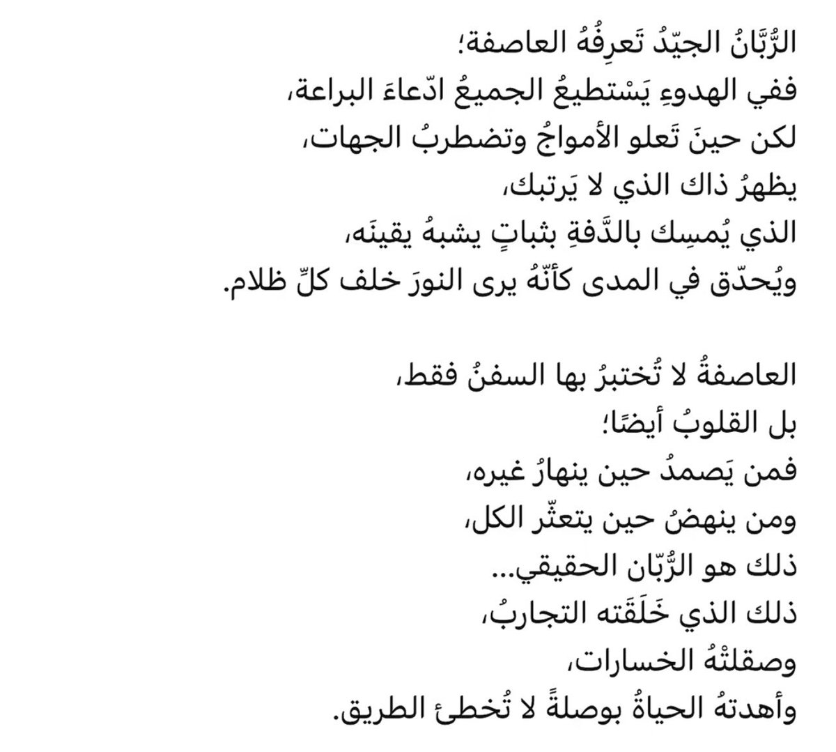 الرُّبـان الجيّـد تعرفهُ العاصفة 🌊🛳️🌪️