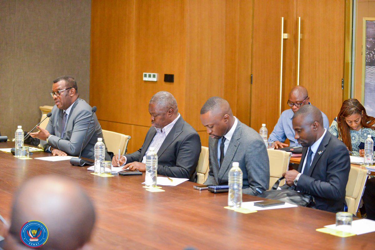senatrdc's tweet photo. Reddition des Comptes 2024 : La Commission ECOFIN du Sénat a  reçu ce mercredi 03/12/2025 à son siège de Golden Tulip, le VPM de la Fonction Publique, Mr Jean-Pierre Lihau en ce qui concerne la paie des fonctionnaires de l'état. https://t.co/julgkbASHo