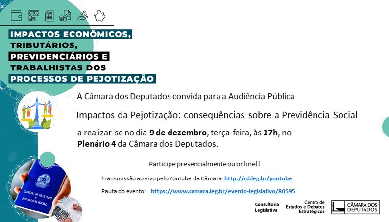 Participe presencialmente ou online!!!
Acompanhe ao vivo pelo Youtube da Câmara: cd.leg.br/youtube
Pauta: camara.leg.br/evento-legisla…