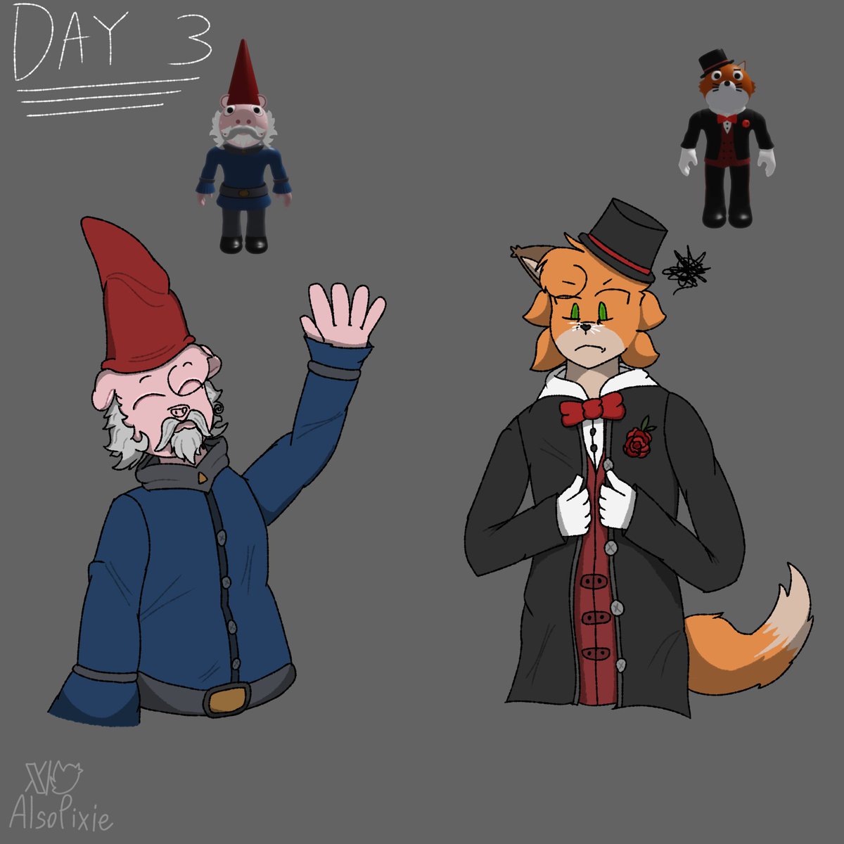 AlsoPixie's tweet image. Day 3 - Gus and Felix performer!
#Piggy #PiggyRoblox #PiggyFanart