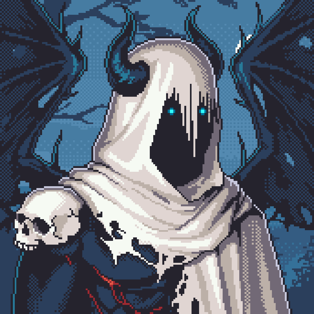 Before the Syndicate rose, some clans walked so close to death that even spirits feared them

This Elder came from one of those clans – a silent figure wrapped in torn white cloth, with eyes that could freeze a heartbeat

This 1/1 goes to <a href="/Nftlife72/">Tom Sawyer</a>
Another Elder revealed