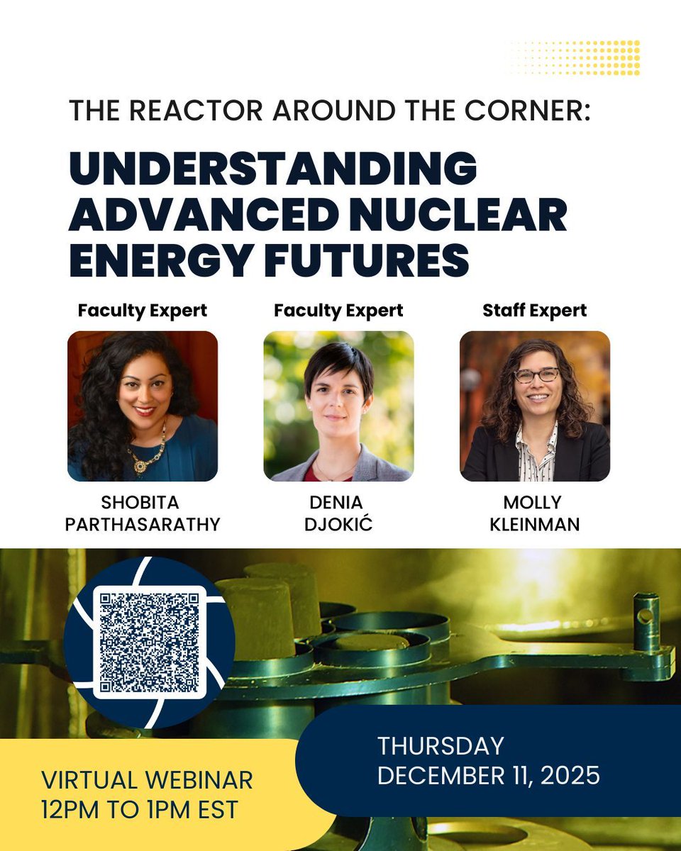 GrahamInstitute's tweet image. “The Reactor Around the Corner” features contributions from researchers in public policy, nuclear engineering, and science and technology studies. Their work examines the promise and risks of advanced nuclear technologies. 

#FordSchool #STPP #NuclearPolicy #EnergyFuture #SMRs