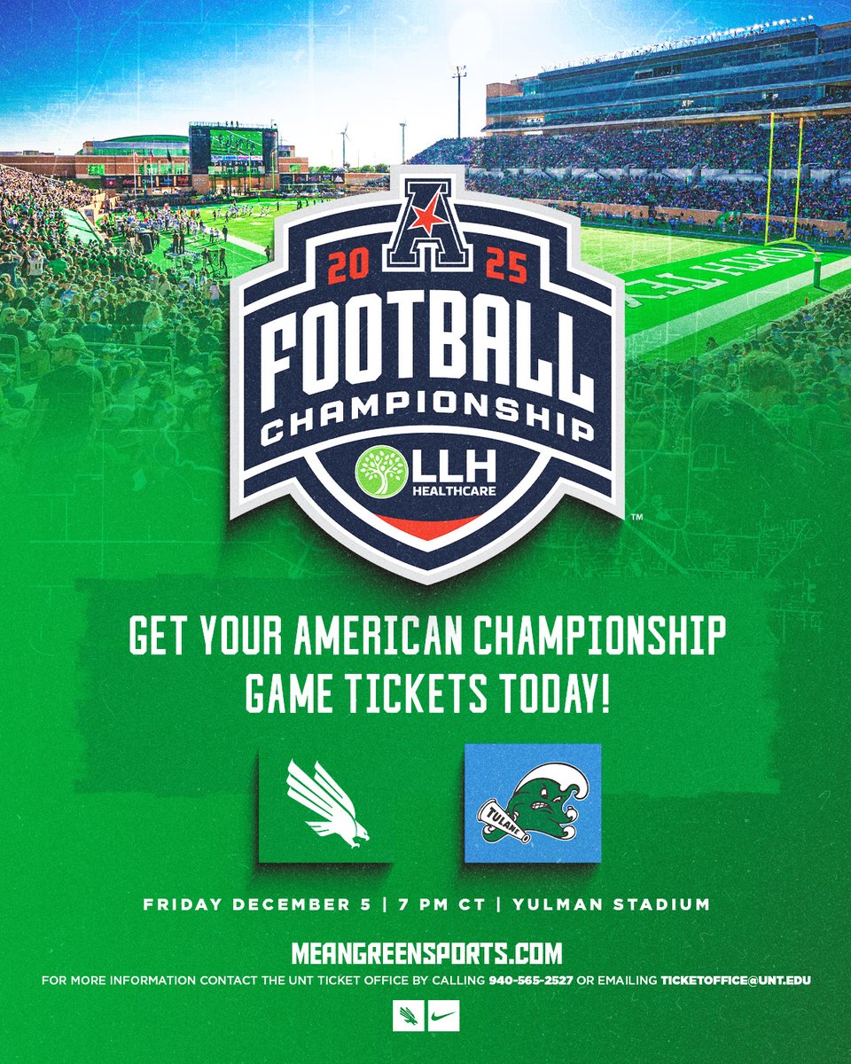 MeanGreenSports's tweet image. Job's not finished.

Grab your seats for the @American_Conf Championship Game while they last! Lock in your tickets now at northtex.as/AmericanFB.

#GMG🦅