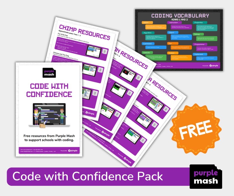 2SimpleSoftware's tweet image. Celebrating #ComputerScienceEducationWeek in your school next week? Download the free Code with Confidence pack for fun coding activities! 
Get it here ➡️ zurl.co/5Fnl5 

#PurpleMash #Computing #PrimaryComputing #ComputingTeacher #ComputingLead