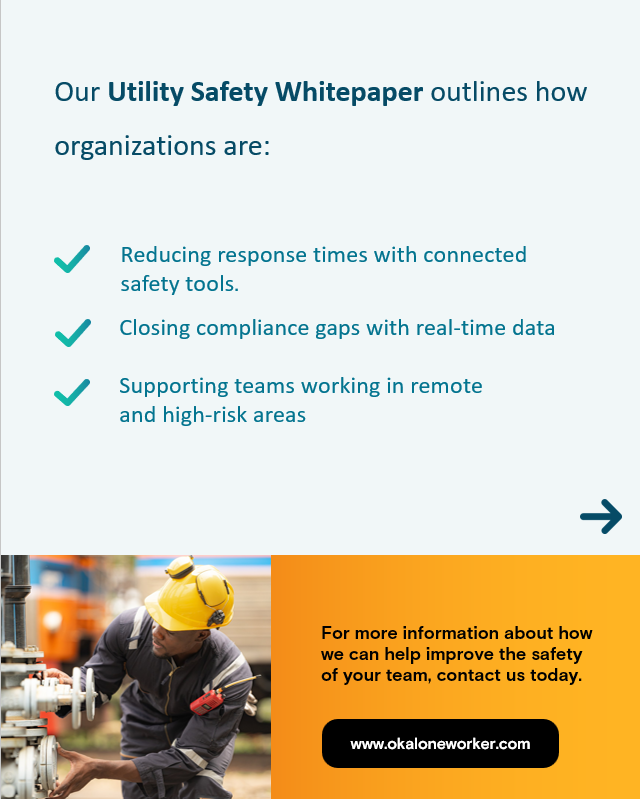 OkAloneWorker's tweet photo. Every worker deserves to feel protected and supported — wherever their job takes them.
Find out how you can best support your Utilities workers.
#OKAlone #EmployeeSafetyMonitoring #LoneWorker https://t.co/yFHGpwkjDV