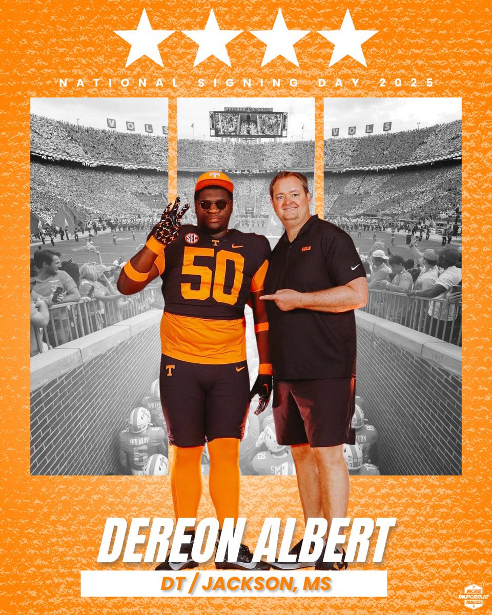 More_Issues's tweet image. 4⭐️ DL Dereon Albert has signed and is officially a Tennessee Vol.

Welcome Home🍊