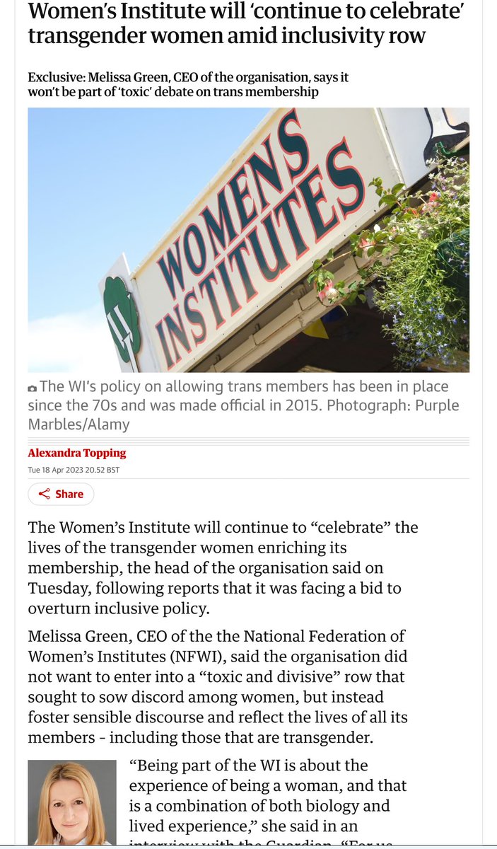 Sorelle_Arduino's tweet image. In April 2023 #MelissaGreen told anyone that would listen that the @WomensInstitute would continue to admit cross dressing men

Well done to @ForWomenScot @WomensIns_Dec for getting us here and getting men out of the WI