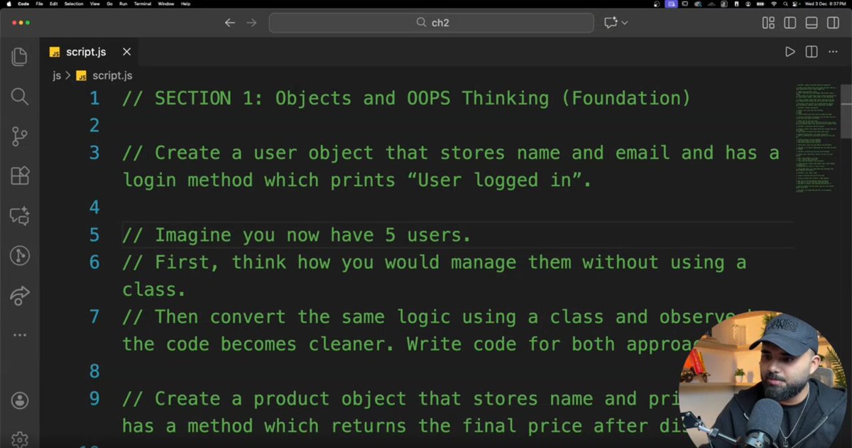 stackarnav's tweet image. 📆Day 57 | Today&apos;s class was OOPs but in a fun way🔥

Learned:
🧱 class expressions
⏫ hoisting behavior
🧬 inheritance
🎛️ getters &amp;amp; setters
Also solved a bunch of OOPs questions  and finally everything started to click.
JavaScript OOP feels scary… until it suddenly doesn&apos;t.…