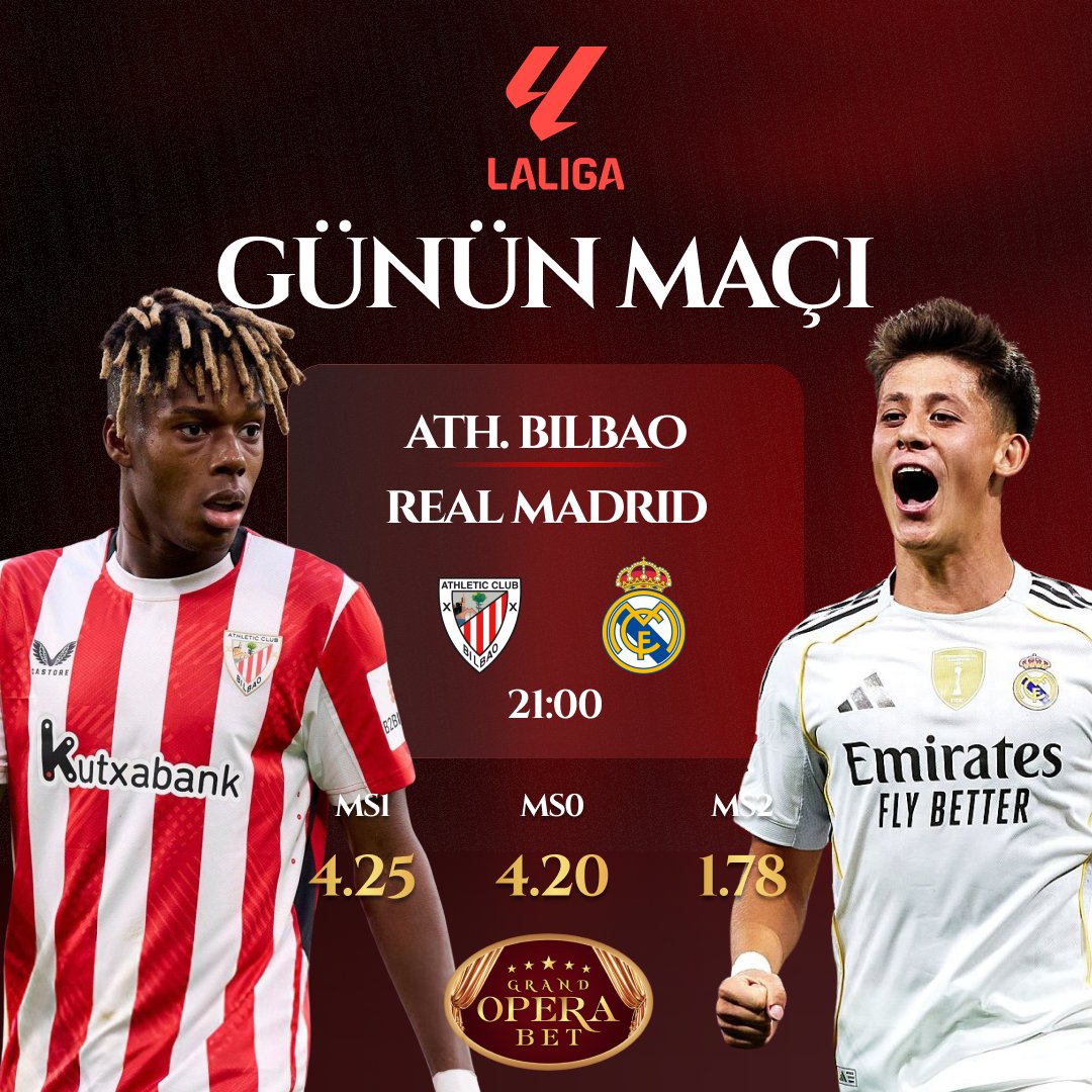 ⚡️ La Liga Heyecanı! ⚡️

🔥 Günün Maçı:
🇪🇸 Athletic Bibao 🆚 Real Madrid 🇪🇸

⏰ 21:00’de sahne başlıyor!

CANLI İZLEMEK İÇİN 👉 grandoperatv19.live

💎 Kıbrıs’ın en prestijli casinosunda maç keyfi ve özel oranlarla kazanca ortak ol → grandoperabet.link