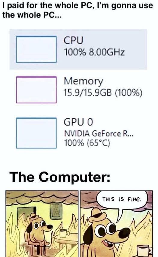 KevTechSupport's tweet image. My as well use the whole pc resources 😆.

#itsupportspecialist #desktopsupport #desktopsupporttechnician #desktopengineer #servicedesk #servicedeskanalyst