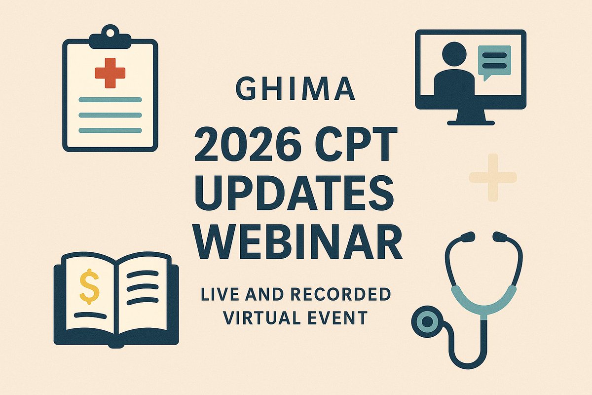 GeorgiaHIMA's tweet image. 📣 Have you registered yet?
Join us December 10 at 12 PM for the GHIMA 2026 CPT Updates Webinar— live or recorded!
Stay ahead of coding changes with expert insights from Genieve Nottage.
CEUs: 1.0
#GHIMA #CPTUpdates #MedicalCoding
elearningconnex.com/courses/ghima-…