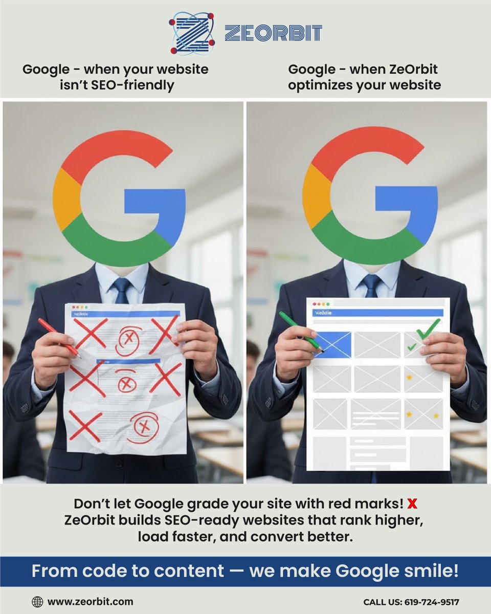orbit_ze's tweet image. Google - when your website isn&apos;t SEO-friendly

🆚

Google - when ZeOrbit optimizes your website. 

📈 The difference is clear!

zeorbit.com | +1 619-724-9517

#SEOaudit #WebsiteDesign #GoogleSEO #DigitalStrategy #ZeOrbit #SEOMarketing