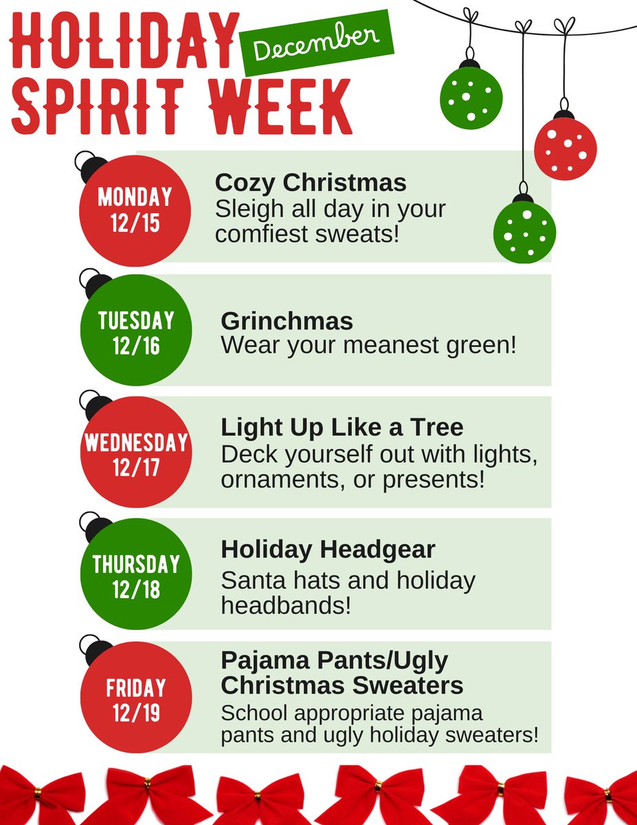 Tiger_Library's tweet photo. #HolidaySpiritWeek is coming! Get your outfits together to share in the fun! Monday, 12/15 is "Cozy Christmas." Sweats! Yes, sweats! "Don't sweat the holiday stress!" #Read2RiseUp @IrvingLibraries @IrvingHigh https://t.co/tR42NMt92c