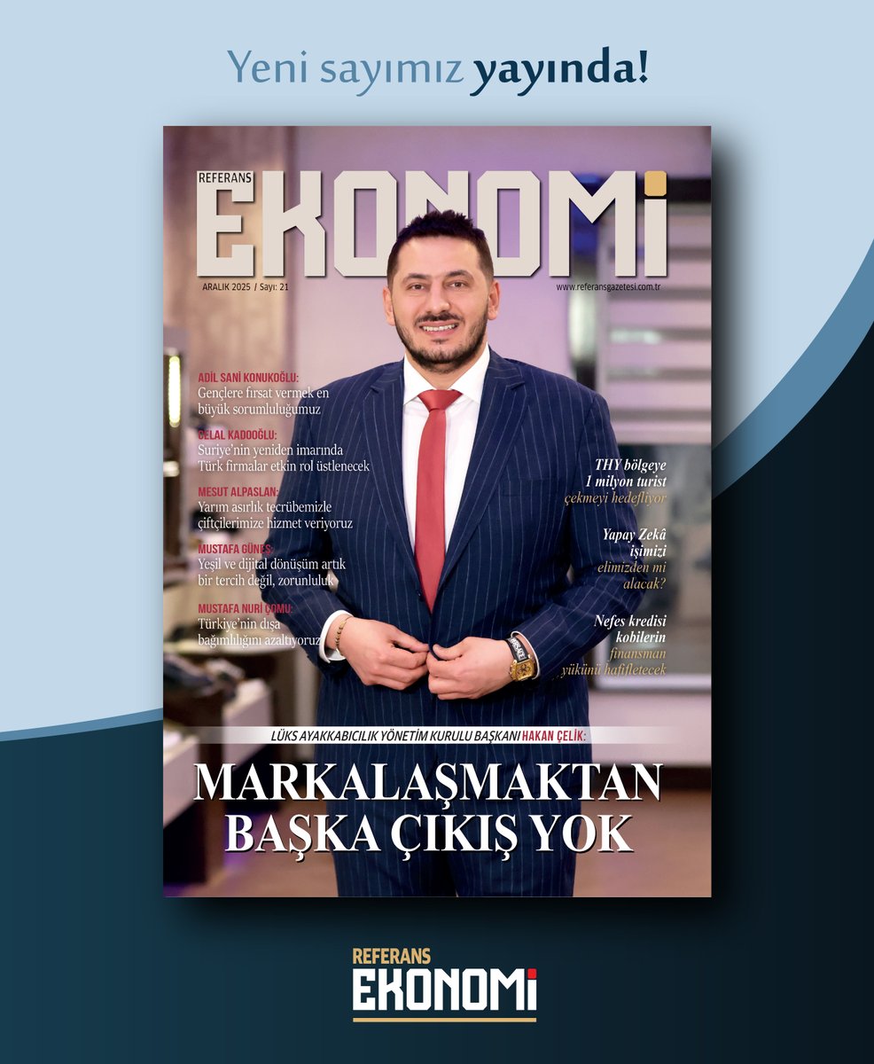Referans #Ekonomi Dergisi'nin yeni sayısı yayında.

Kapak konuğumuz Lüks Ayakkabıcılık Yönetim Kurulu Başkanı Hakan Çelik ile sektördeki güncel gelişmeleri, şirketin stratejik hedeflerini ve geleceğe yönelik öngörülerini konuştuk.  

➡️referansgazetesi.com.tr/e-gazete/ekono…