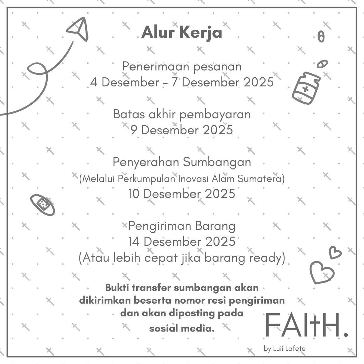 Halo! Aku lagi ngadain charity sales buat musibah yang sedang terjadi di Sumatra Utara! Khusus untuk kaos dan gantungan kunci ya! 🌟 Siapatau mau dipake untuk hadiah natal juga bisa!!

Langsung order aja di:
forms.gle/f17XyBefVr6aiN…

♥️ &amp; 🔄 are appreciated!!