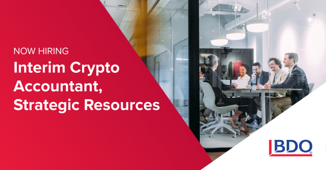 Join <a href="/BDO_USA/">BDO USA</a> as an Interim Crypto Accountant, Strategic Resources! Experience the firm's award-winning culture, anchored by the core purpose of helping people thrive, every day. Apply now: bdousa.com/4oyyFmK