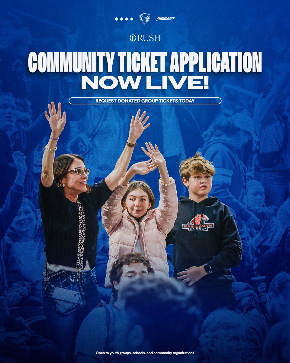 We are still accepting community ticket applications for our Rush Community Zone! 

For more information: DePaulBlueDemons.com/Community