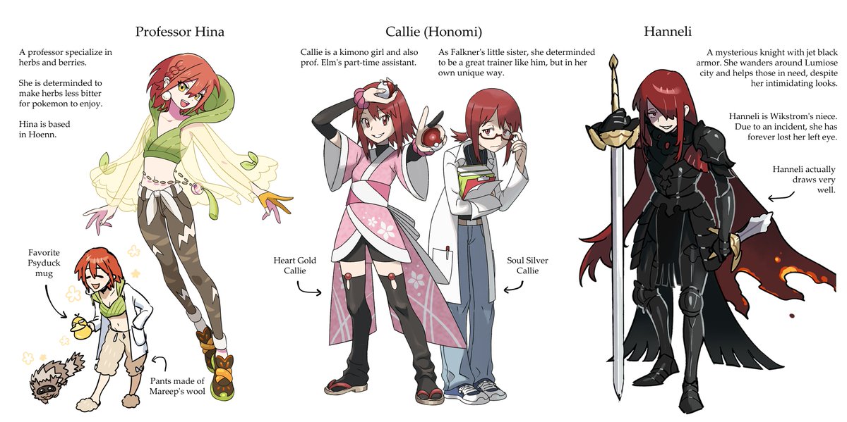 Uirusu_chan's tweet photo. idk why that blew up but here are my pkm girls and their lore :) https://t.co/88MDzdbUSN