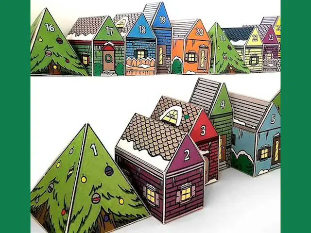 Printable Christmas village advent calendar - tektonten.blogspot.com/.../papercraft…... #christmasvillage #AdventCalendar 

#papiermodell #papírovýmodel #ペーパークラフト #printable #bouwplaat #bastelbogen #recortable #papercraft #papermodel #cardmodel #papertoy