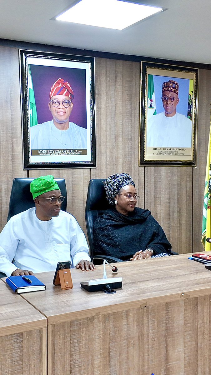 nigerianports's tweet image. DEEPENING INDUSTRIAL HARMONY

The Managing Director of the Nigerian Ports Authority, Dr. @AbuDantsoho receives the President-General Maritime Workers Union of Nigeria (MWUN), Comrade Francis Bunu, at the NPA Headquarters Marina, Lagos on Wednesday 3rd December 2025.