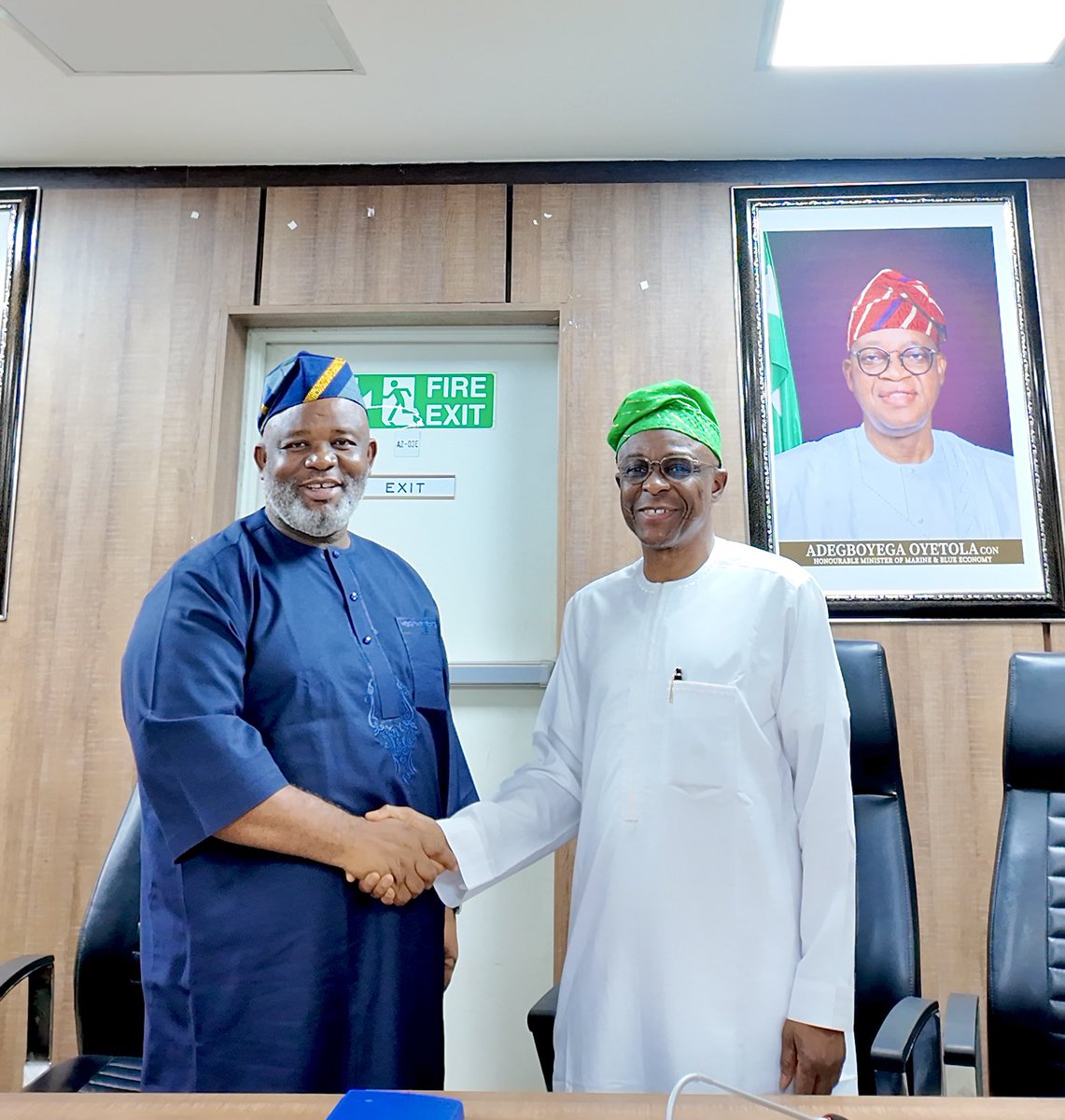 nigerianports's tweet image. DEEPENING INDUSTRIAL HARMONY

The Managing Director of the Nigerian Ports Authority, Dr. @AbuDantsoho receives the President-General Maritime Workers Union of Nigeria (MWUN), Comrade Francis Bunu, at the NPA Headquarters Marina, Lagos on Wednesday 3rd December 2025.