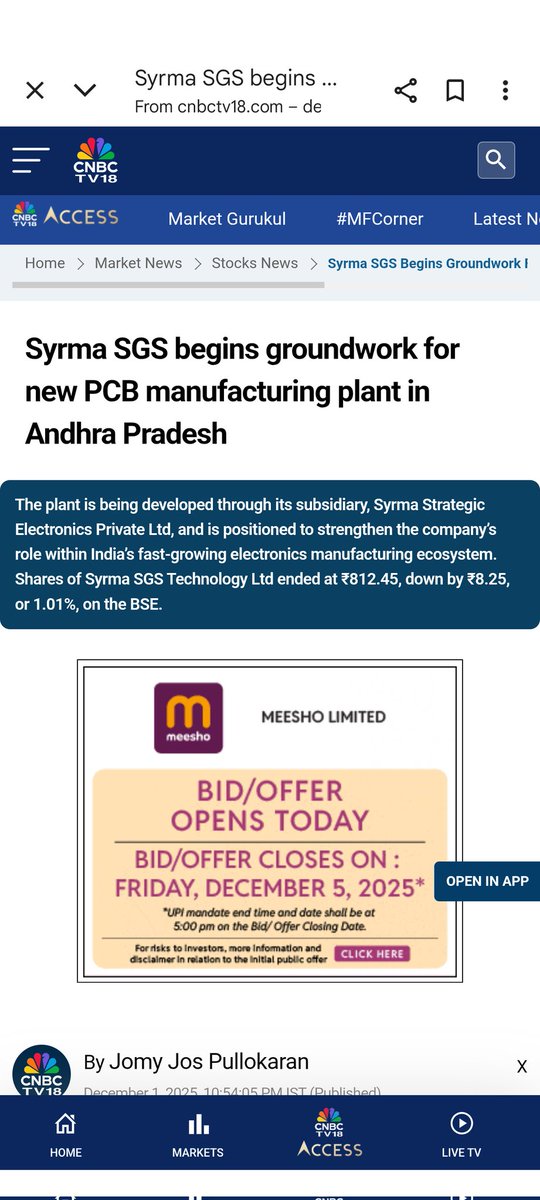 caniravkaria's tweet image. Syrma SGS begins groundwork for new PCB manufacturing plant in Andhra Pradesh - CNBC TV18 share.google/T1Ai7RzHZSZAbq…
