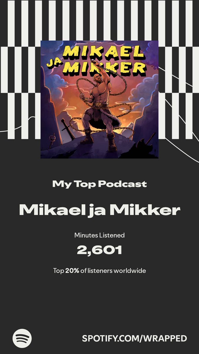 sassdaboss's tweet photo. ma muidu ei kuulanud üldse podcaste varem, aga see on niiiii hea podcast! @MikaelMeema 
#SpotifyWrapped https://t.co/SBymM2w8SN