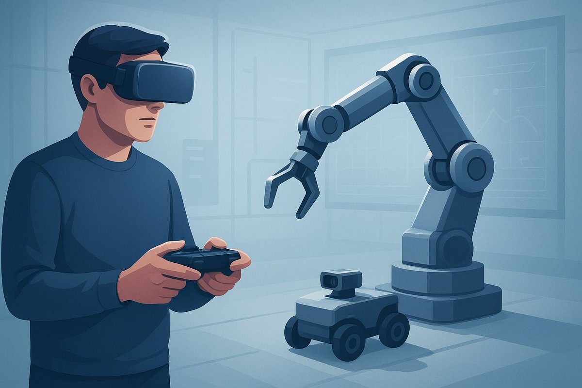 autor_becker's tweet image. What is teleoperation &amp;amp; Why It is needed🧵
@PrismaXai 

Teleoperation (teleOp) refers to operating robots under direct human control.
The robot does not think independently; instead, it imitates the human’s actions.

Imagine this like playing robot game scenarios in real life.