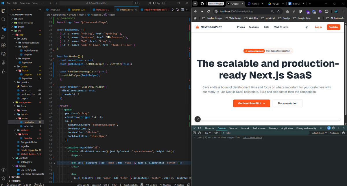 ShuvoMallick01's tweet image. 🚀 Product update!
I&apos;m converting our NextSaaSPilot UI from Next.js + Tailwind to Next.js + Material UI for a more scalable and consistent design system.

Navbar ✔️
Now working on the HERO section!
Live product: nextsaaspilot.com

#buildinpublic #NextJS #MUI #SaaS…