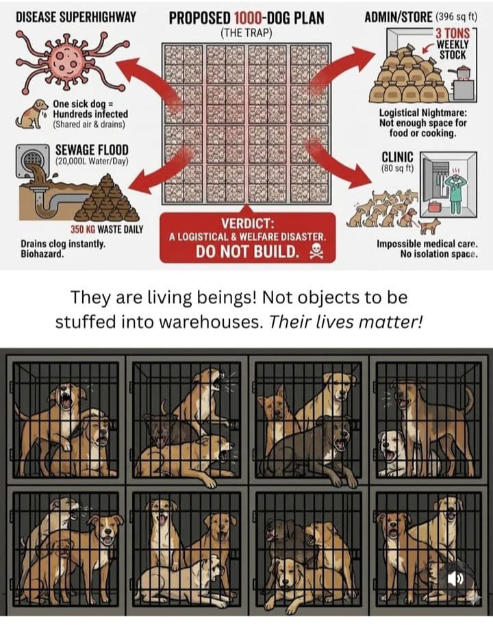 ASIND99's tweet photo. 28 sq ft per dog? That’s a 5x5 coffin! ⚰ @IamUtpalKhot calls this "welfare"? Science says this causes aggression &amp; deadly disease spread. You aren't sheltering them; you're stacking them to DIE.
#ShamelessUtpalKhot #AWBIAgainstAnimals #AWBIExposed https://t.co/IjD81FUC7A